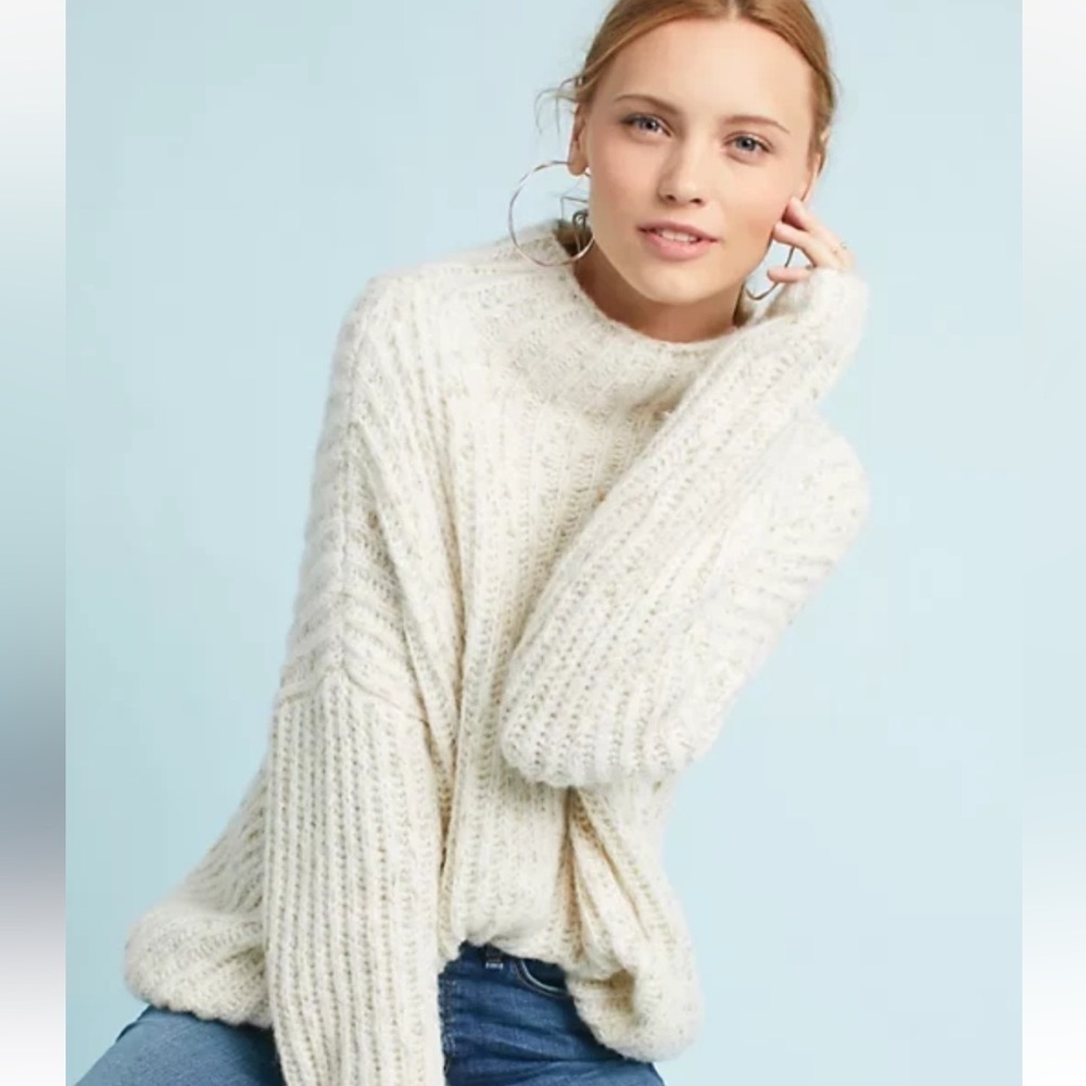 Suncoo Lara Pullover Sweater T0 XS Ivory Gold Anthropologie Paris